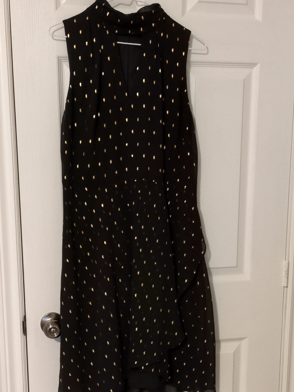 White House Black Market Black Dress with Gold Dot Accents